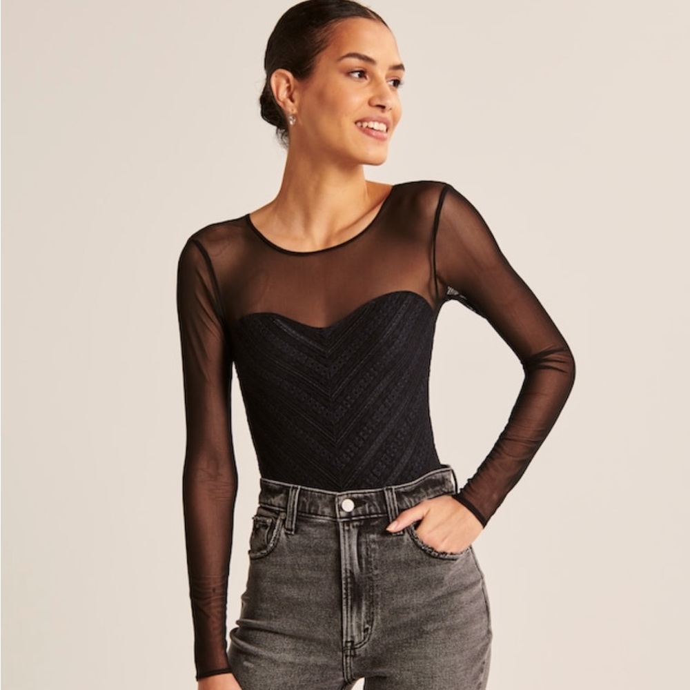 Black mesh bodysuit